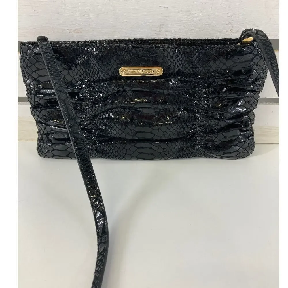 MICHAEL KORS, SMALL BLACK ANIMAL PRINT CROSSBODY BAG